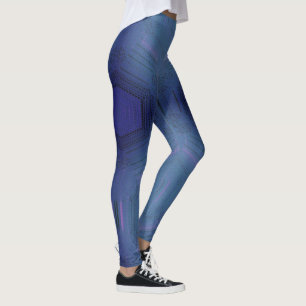 MODERN abstract drawing in-blue-purple-mosaic Leggings