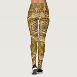MODERN abstract drawing in-brown-yellow-mosaic Leggings