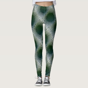 MODERN abstract drawing in-deepgreen-white-mosaic Leggings