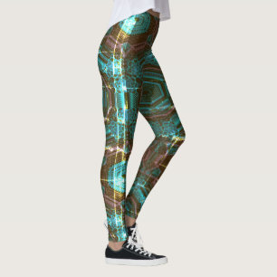 MODERN abstract drawing in-lightgreen-brown-mosaic Leggings