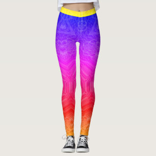 MODERN abstract drawing in-yellow-pink-blue-mosaic Leggings