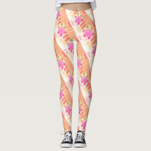 MODERN abstract drawing-pink-light-brown-mosaic Leggings