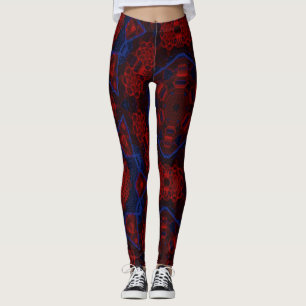 MODERN abstract drawings in rose-red-blue mosaic Leggings