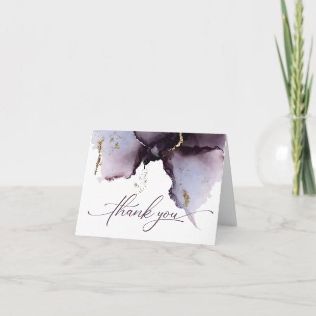 Modern Abstract Dusty Plum Wine Thank You Card (Front)