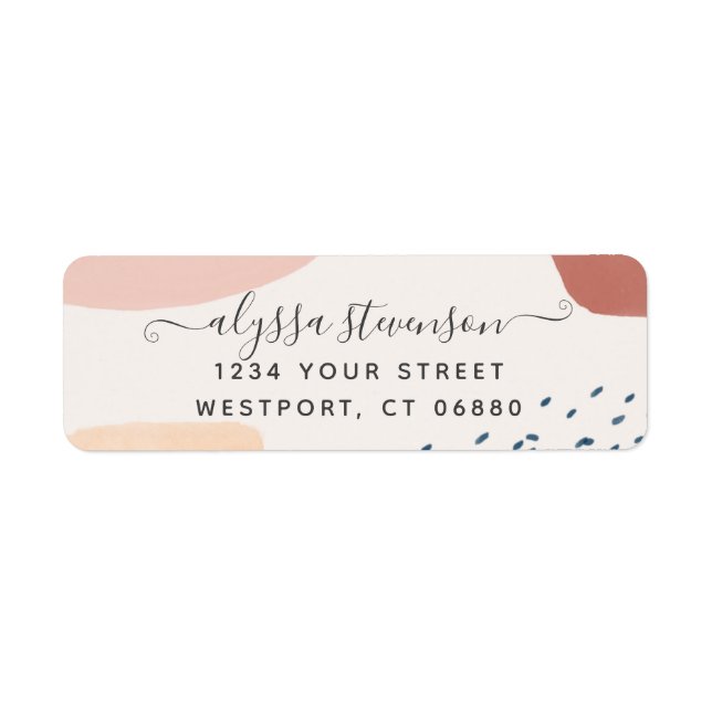 Modern Abstract Earth Tone Signature Script Return Address Label (Front)