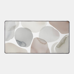 Modern Abstract Earth Tone Watercolor Stones Desk Mat