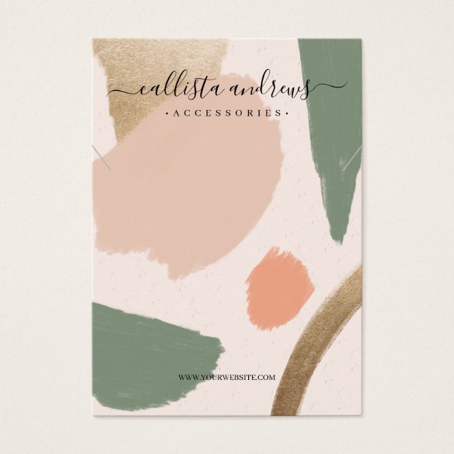 Modern Abstract Earth Tones Gold Necklace Display (Front)