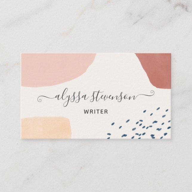 Modern Abstract Earth Tones Signature Script Busin Business Card (Front)
