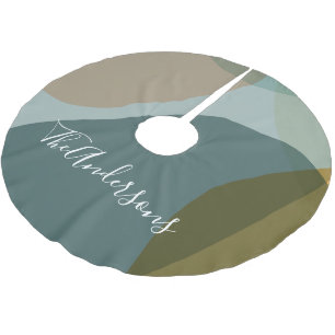 Modern Abstract Earthy Green Taupe Personalised Brushed Polyester Tree Skirt