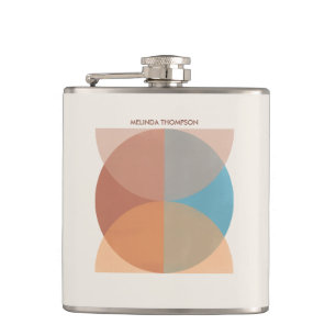 Modern Abstract Earthy Tones Geometric Watercolor Hip Flask
