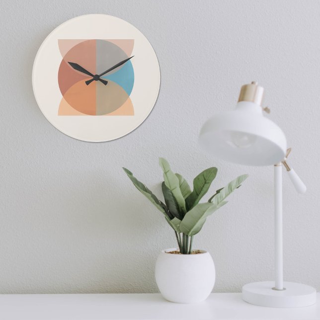 Modern Abstract Earthy Tones Geometric Watercolor  Large Clock (Creator Uploaded)