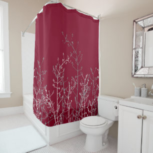 Modern Abstract Elegant Burgundy Flowers  Shower Curtain