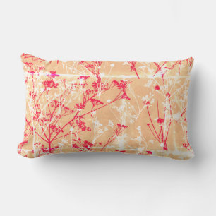 Modern Abstract Elegant Wildflowers Orange Lumbar Cushion