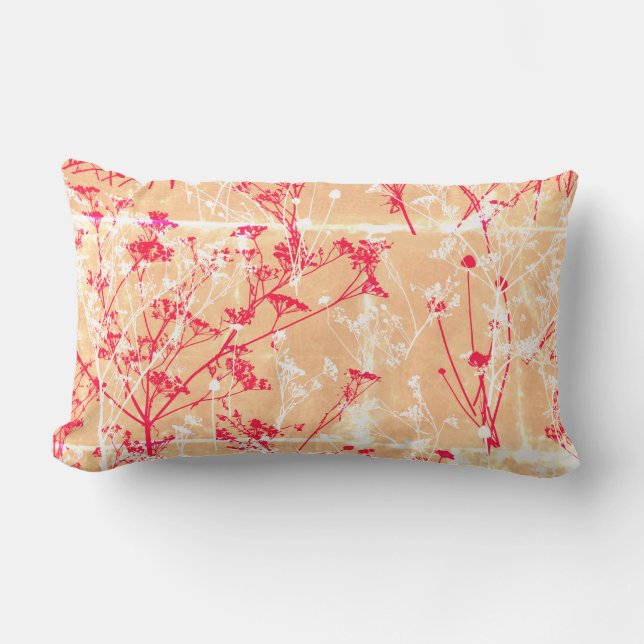 Modern Abstract Elegant Wildflowers Orange  Lumbar Cushion (Front)