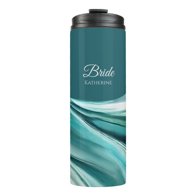 Modern Abstract-Emerald Green-Bride- Thermal Tumbler (Front)