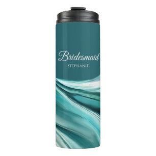 Modern Abstract-Emerald Green-Bridesmaid- Thermal Tumbler