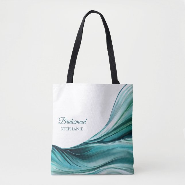 Modern Abstract-Emerald Green-Bridesmaid- Tote Bag (Front)