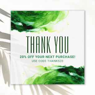 Modern Abstract Emerald Green Brush Stroke Trendy Discount Card