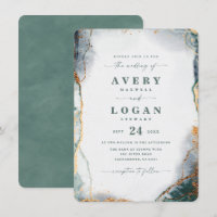 Modern Abstract Eucalyptus Green & Gold Wedding