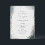 Modern Abstract Eucalyptus Green Wedding Ceremony Program<br><div class="desc">Modern Abstract Ethereal Watercolor Eucalyptus Green Wedding Programs. This modern design is beautify hand-painted with rich colours that are perfect for Summer or fall. Shown in the Eucalyptus Wedding Colour Palette colorway of: Eucalyptus Green, Pine Dark Green, 24k Gold, Enchanted Dark Navy Blue, and Misty Mint Green. With faux Gold...</div>