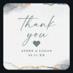 Modern Abstract Eucalyptus Green Wedding Thank You Square Sticker<br><div class="desc">Modern Abstract Ethereal Watercolor Eucalyptus Green Wedding Thank You Stickers. This modern design is beautify hand-painted with rich colours that are perfect for Summer or fall. Shown in the Eucalyptus Wedding Colour Palette colorway of: Eucalyptus Green, Pine Dark Green, 24k Gold, Enchanted Dark Navy Blue, and Misty Mint Green. With...</div>