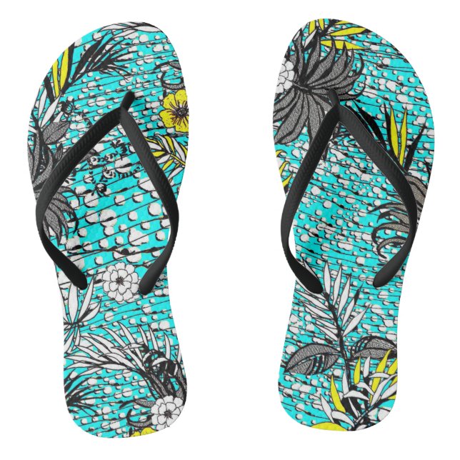 Modern Abstract Exotic Floral Art Thongs (Footbed)
