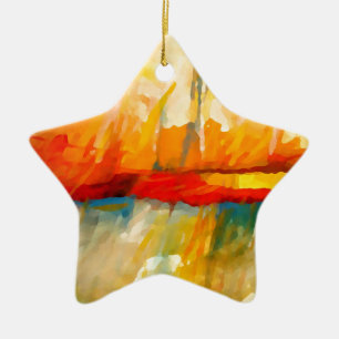 Modern Abstract Expressionist Painting Ceramic Tree Decoration