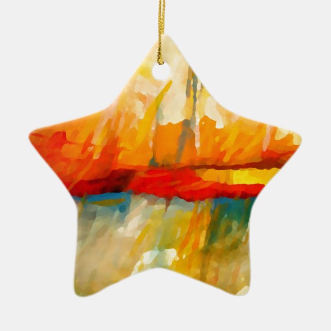 Modern Abstract Expressionist Painting Ceramic Tree Decoration (Front)
