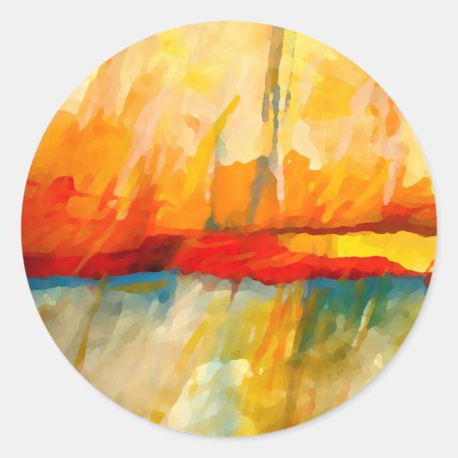 Modern Abstract Expressionist Painting Classic Round Sticker (Front)