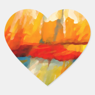 Modern Abstract Expressionist Painting Heart Sticker