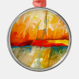 Modern Abstract Expressionist Painting Metal Ornament
