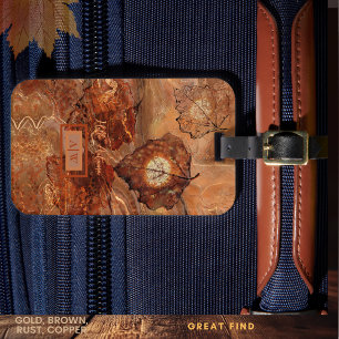 Modern Abstract Fall Brown Leaves Luggage Tag