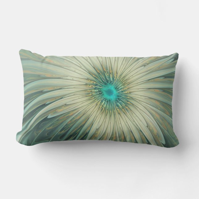 Modern Abstract Fantasy Flower Fractal Art Lumbar Cushion (Front)