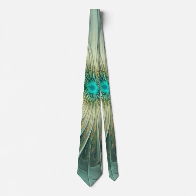 Modern Abstract Fantasy Flower Fractal Art Tie (Front)