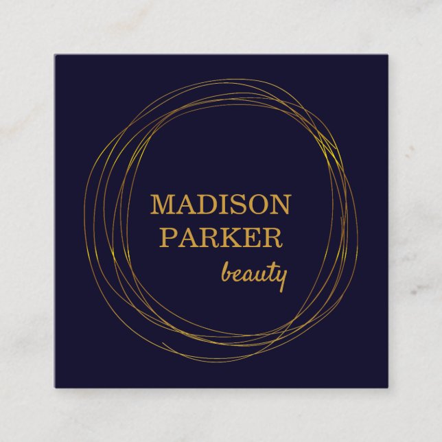 Modern Abstract Faux Gold Square Business Card (Front)