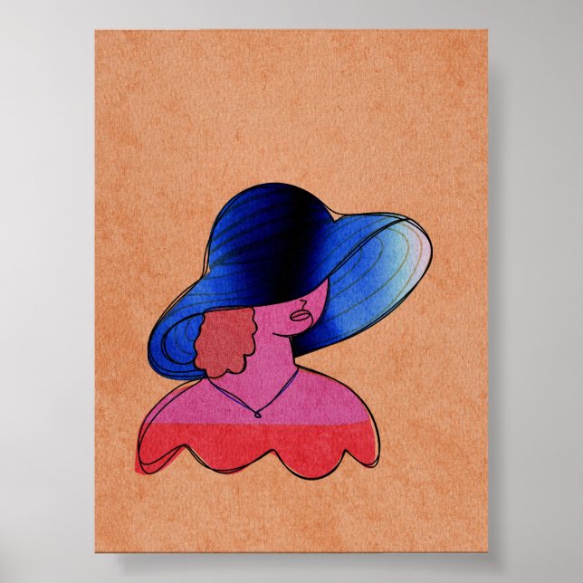 Modern Abstract Female Portrait Art Poster (Front)