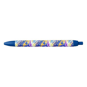 Modern Abstract Festive Paint Splash Blue Ink Pen