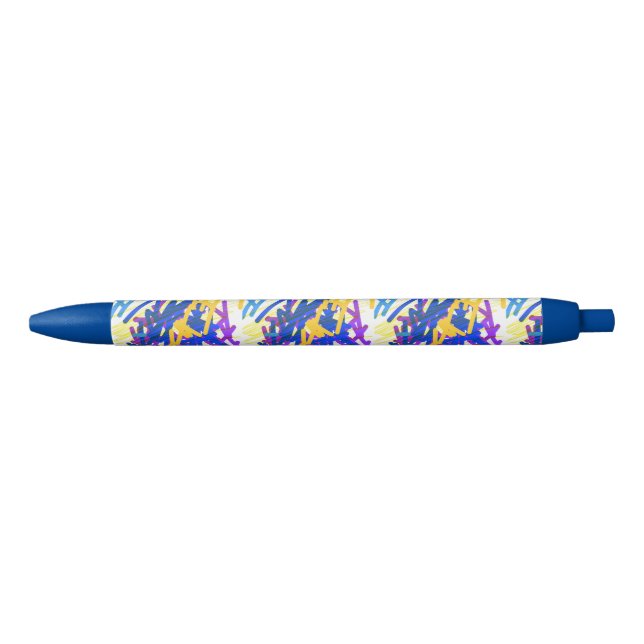 Modern Abstract Festive Paint Splash Blue Ink Pen (Front)