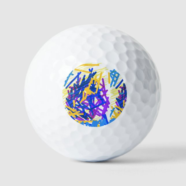 Modern Abstract Festive Paint Splash Golf Balls (Front)