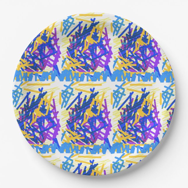 Modern Abstract Festive Paint Splash Paper Plate (Front)