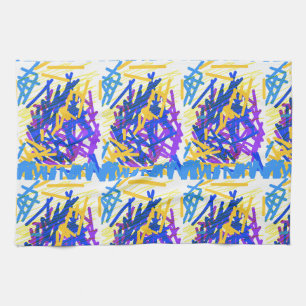 Modern Abstract Festive Paint Splash Tea Towel