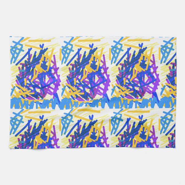 Modern Abstract Festive Paint Splash Tea Towel (Horizontal)