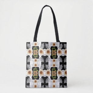 Modern abstract floral art tote bag
