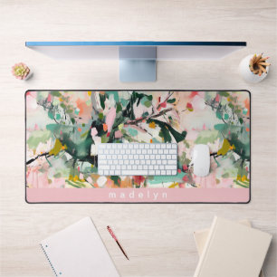 Modern Abstract Floral Botanical Personalized Desk Mat