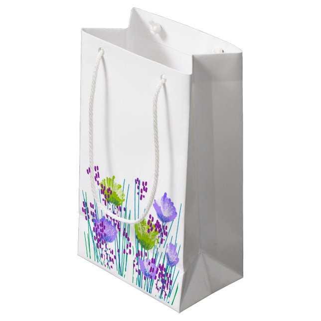 Modern Abstract Floral Botanical -. Small Gift Bag (Front Angled)