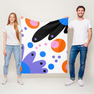 Modern Abstract Floral Fleece Blanket