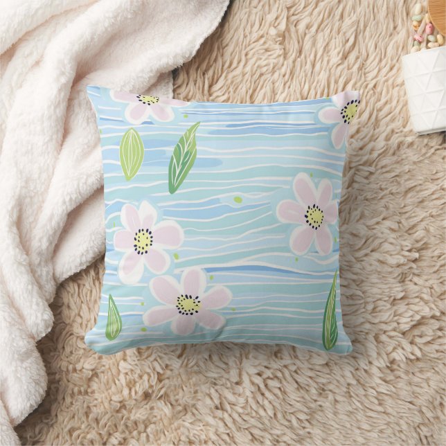 Modern Abstract Floral Line Pattern (10) Cushion (Blanket)