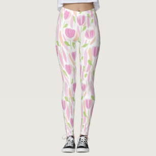Modern Abstract Floral Line Pattern (1) Leggings