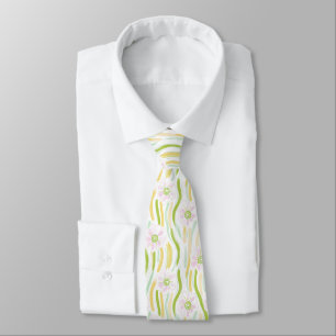 Modern Abstract Floral Line Pattern (4) Tie