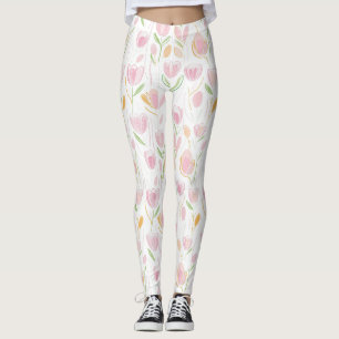Modern Abstract Floral Line Pattern (5) Leggings